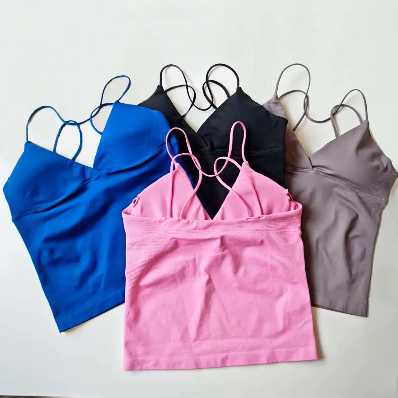 NCLAGEN Gym Yoga Tops Women Vision Twist Front Longline Top Quick Dry Thin Strap Workout Vest Push-up Pilates Fitness Tank
