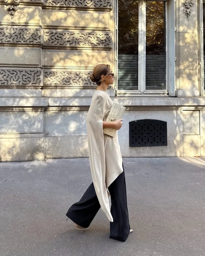 Trendix White Asymmetrical Cover Up For Women Fashion Ruffle Hem Loose Short Sleeve Shirts Casual Elegant Commuting Pullover Top