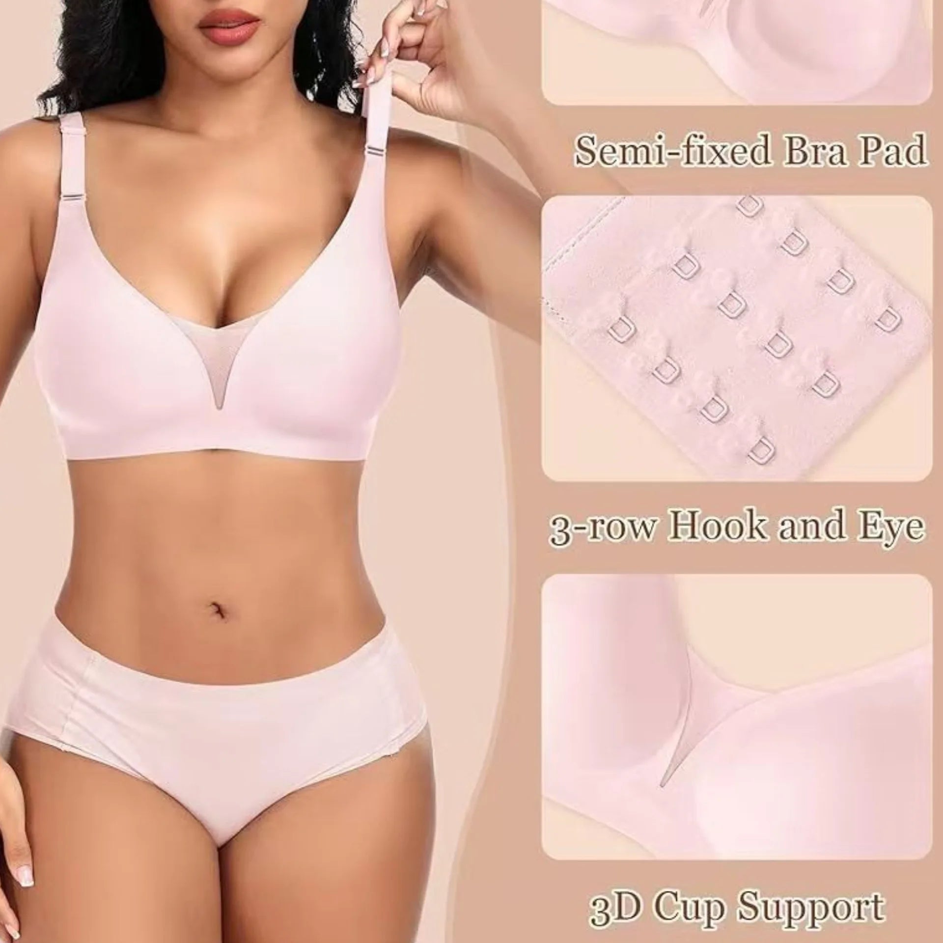 Women's Seamless Bra 3/4 Cup Thin Molded Cup Bra Thin Flattering Plus-size Soft Support Push-up and Comfortable Breathable Bra