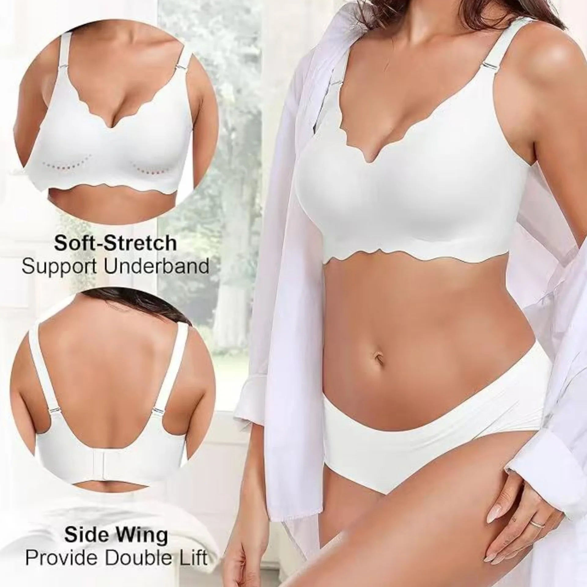 Plus-size Jelly-like Wire-free Bra Thin Molded Cups with A Wire-free Design Comfortable and Breathable Underwear Push Up