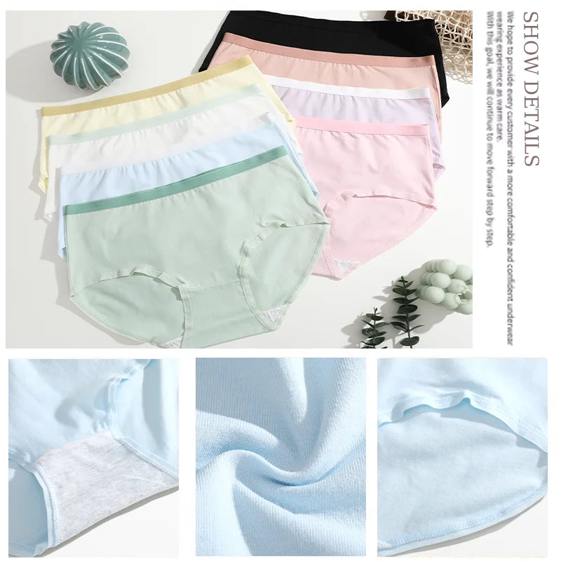3Pcs/Set Women's Seamless Cotton Briefs Women Panties Solid Color Breathable Underwear Female Low Waist Soft Lingerie S-XXL