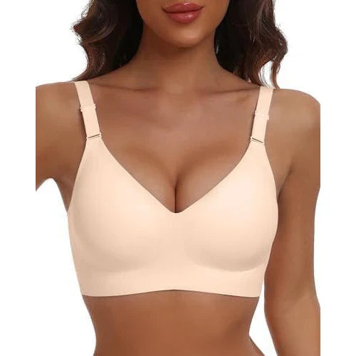Women's Seamless Underwear 3/4 Cup and Thin Molded Cup Bra Wire-free Shaping Underwear Comfortable and Breathable Push Up