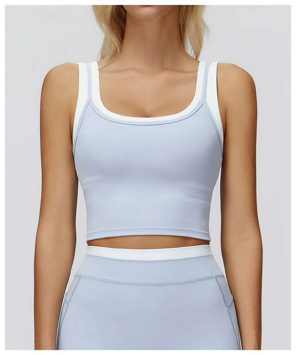 Color Blocked Fitness Bra Workout Tops Gym Underwear Fitness Sports Bras Athletic Sport Bra Women Backless Gym Yoga Crop Top