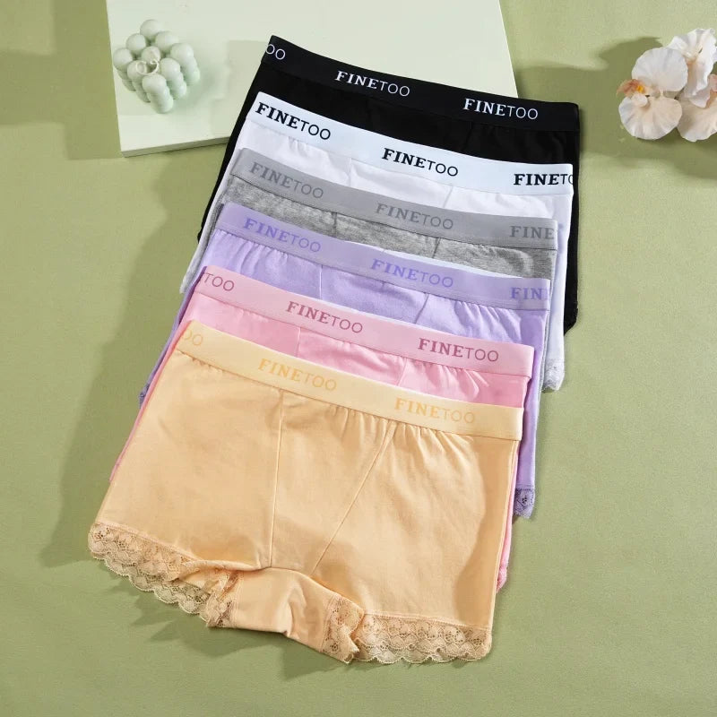 Women's Cotton Lace Boyshorts Sexy Letter Belt Breathable Boxer Panties High Waist Stretch Briefs Comfortable Sport Shorts S-XXL