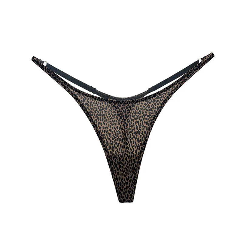 Ice Slik Low Waist Girls G String Leopard Flower Women Panties Sexy Briefs Thong T-back Underwear Female Lingerie Size S-XL