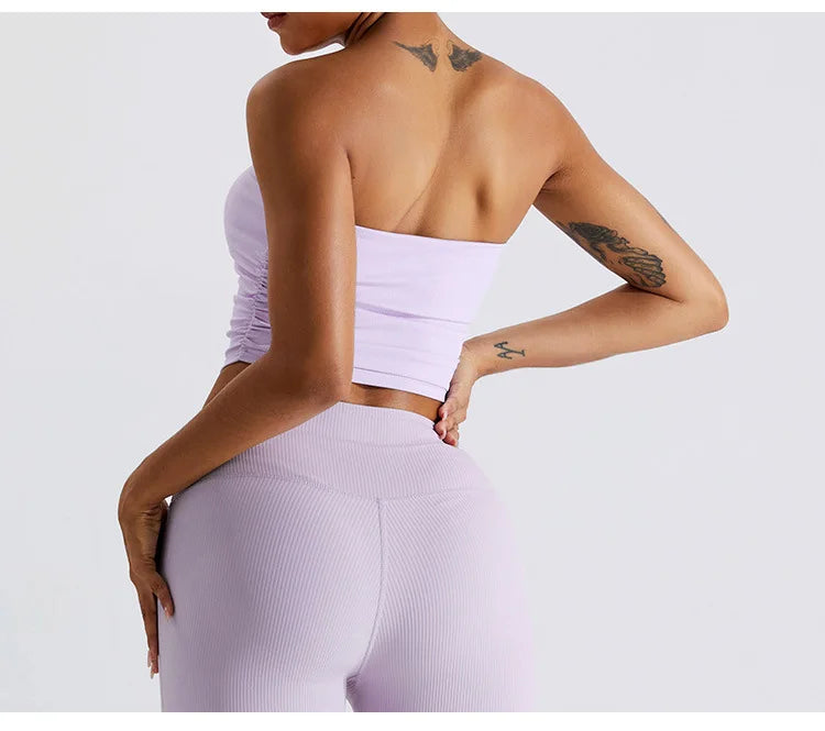 Sexy Strapless Sports Bra Backless Gym Top Women Quick-Drying Yoga Clothes Women Top Fitness Chest Wrap Underwear Workout Bra