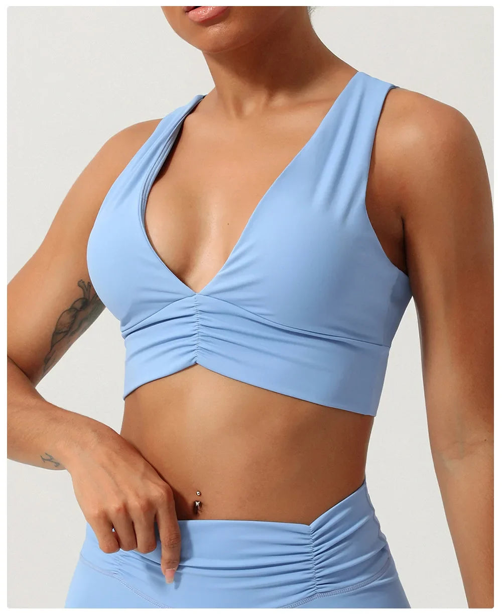 Female Cross Strap Sports Vest Bras For Women Bra High Strength Gym Underwear Sexy With Pad Bra Push Up Tops Workout Lingerie