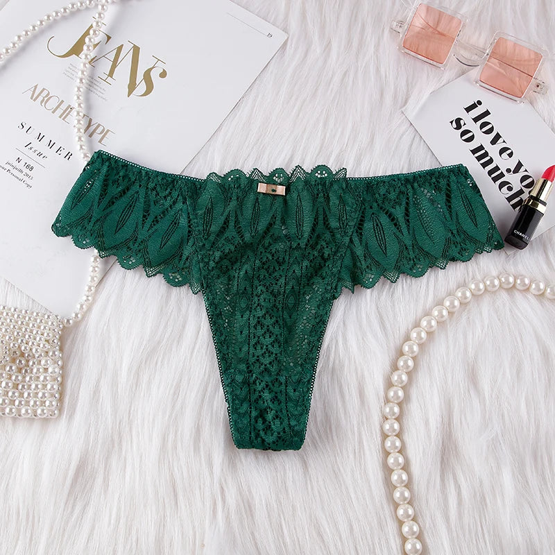 Hollow Out Lace Sexy Girls G String Panties Women Briefs Transparent Thong Thin Underwear Female Low Waist Lingerie Size S-XL