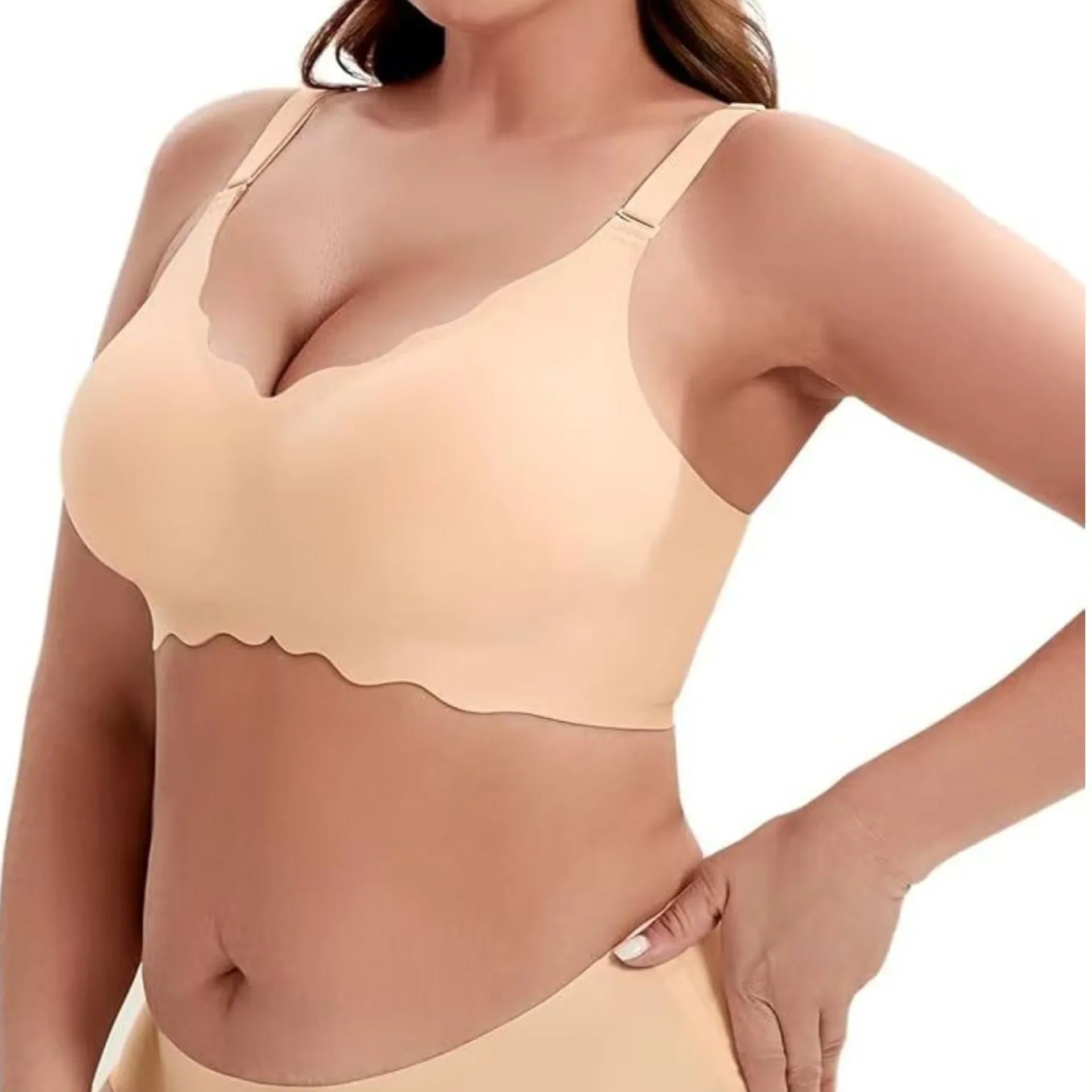 Plus-size Jelly-like Wire-free Bra Thin Molded Cups with A Wire-free Design Comfortable and Breathable Underwear Push Up