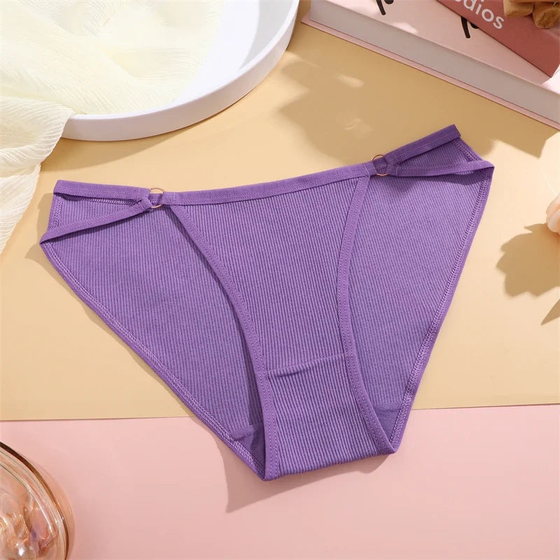Women Cotton Lingerie Sexy Soft Fashion Panties Femme Buckle Design Underwear Sexy Pantys Underpant Lingerie Lace Intimates S-XL