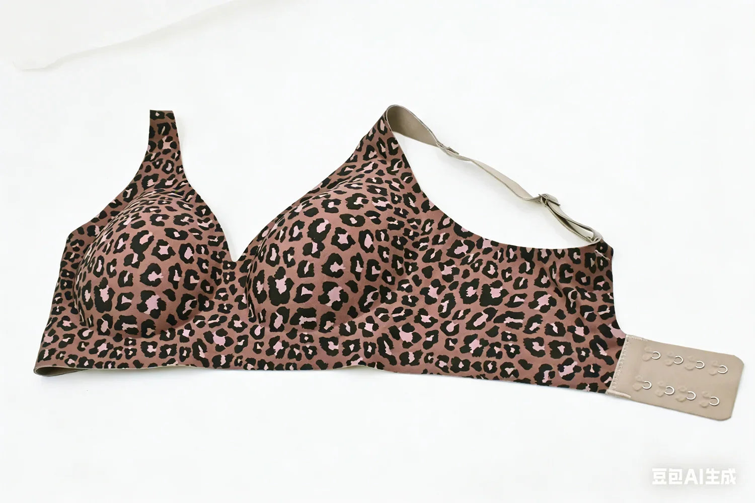 Women's Wire-Free Seamless Leopard Print Bra Soft Support Full Cup Thin Mold Bra Beautiful and Breathable Supportive Plus Up Bra