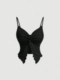 Women's Casual Twist Front Crisscross Solid Color Crop Top Sexy Backless Slim Fit Sleeveless Camisole Streetwear 2025 Summer