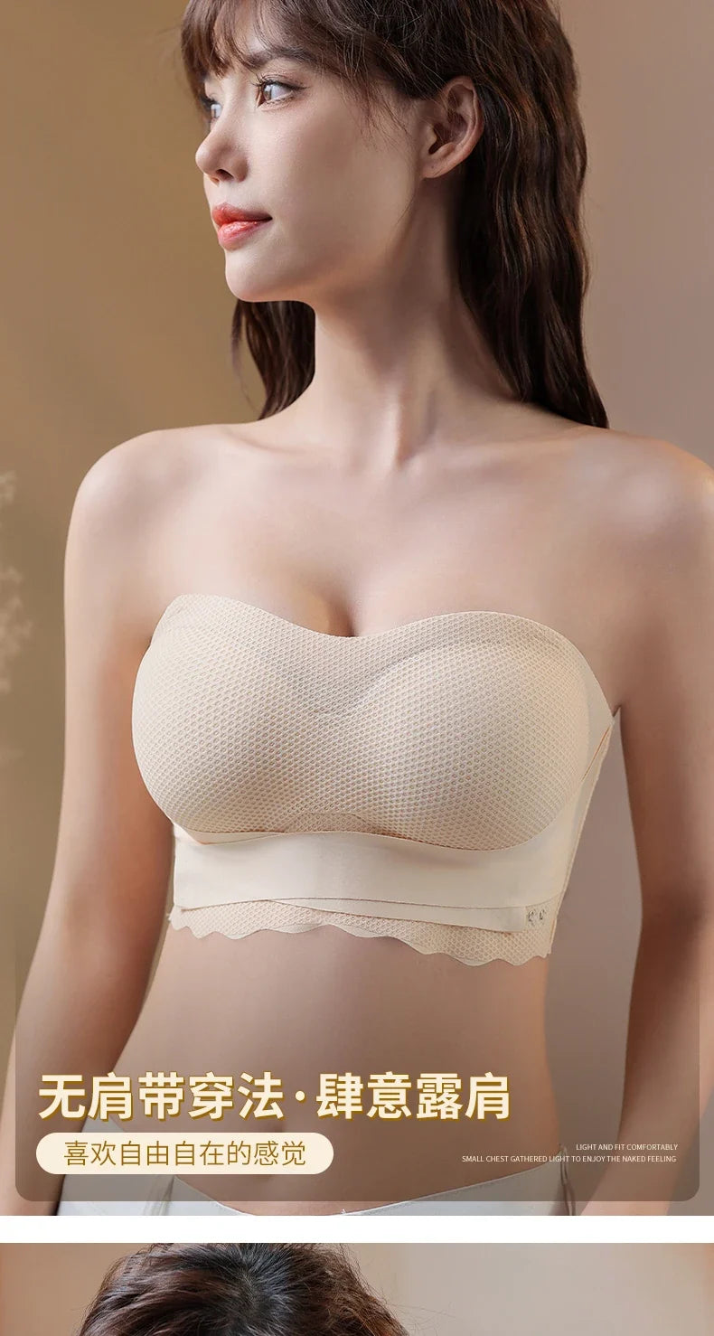 Wireless Wedding Brassiere Push Up Bras Lingerie Sexy Bralette Strapless Bras Invisible Tube Tops Seamless Breathable Bras M-6XL