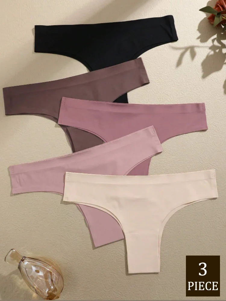 3PCS Seamless Ultra-thin Brazilian panties Maillard Panties Women Ice Silk Underwear Sexy Panty Low Waist G-string Female Solid