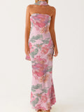 Women Long Bodycon Dress With Scarf Tube Maxi Dress Sexy Summer Strapless Dresses Off Shoulder Sundress Evening Vestidos