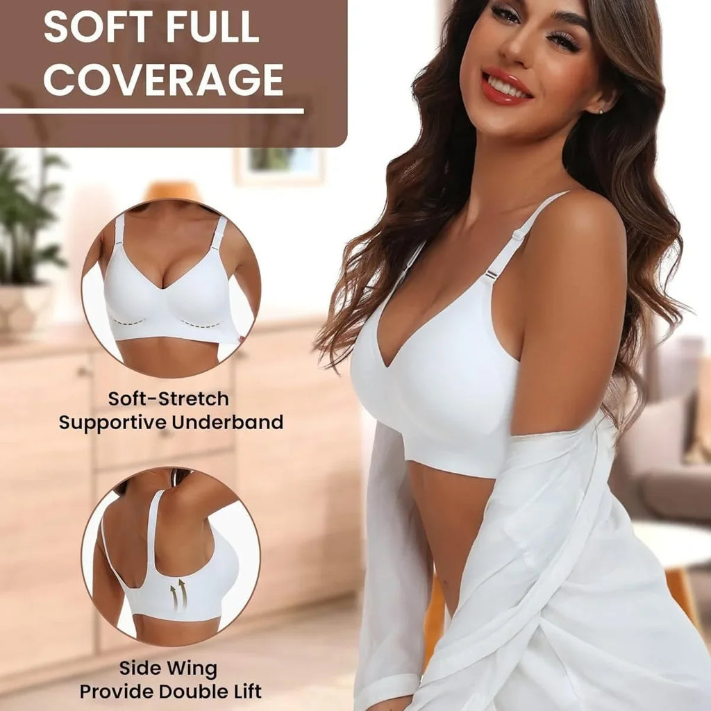 Women's Seamless Underwear 3/4 Cup and Thin Molded Cup Bra Wire-free Shaping Underwear Comfortable and Breathable Push Up