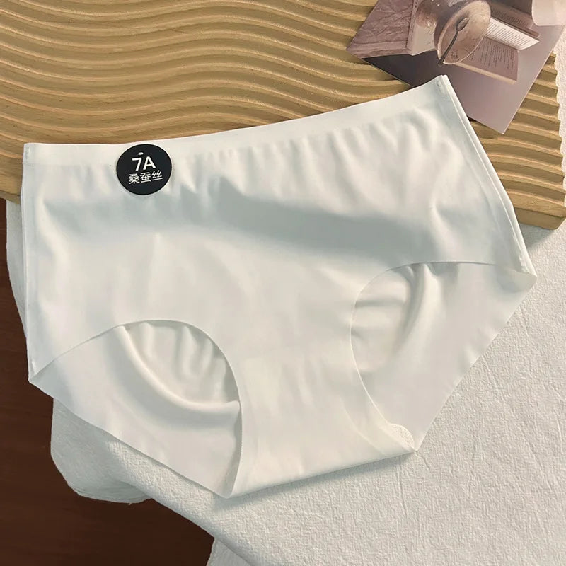 3PCS New 7A Ice Silk Waist Maillard Seamless Yoga Classic Antibacterial Crotch Simple Solid Color New Sports girl 2024 M-XL