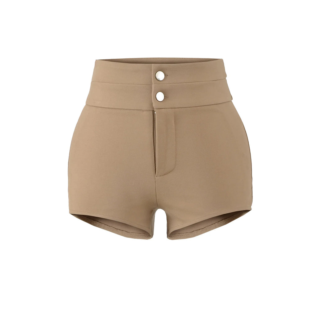 New American Style Solid Color Basic Hot Girl Sexy Hip-enhancing High-waisted Bodycon Shorts For Woman Casual Elegant Y6W8