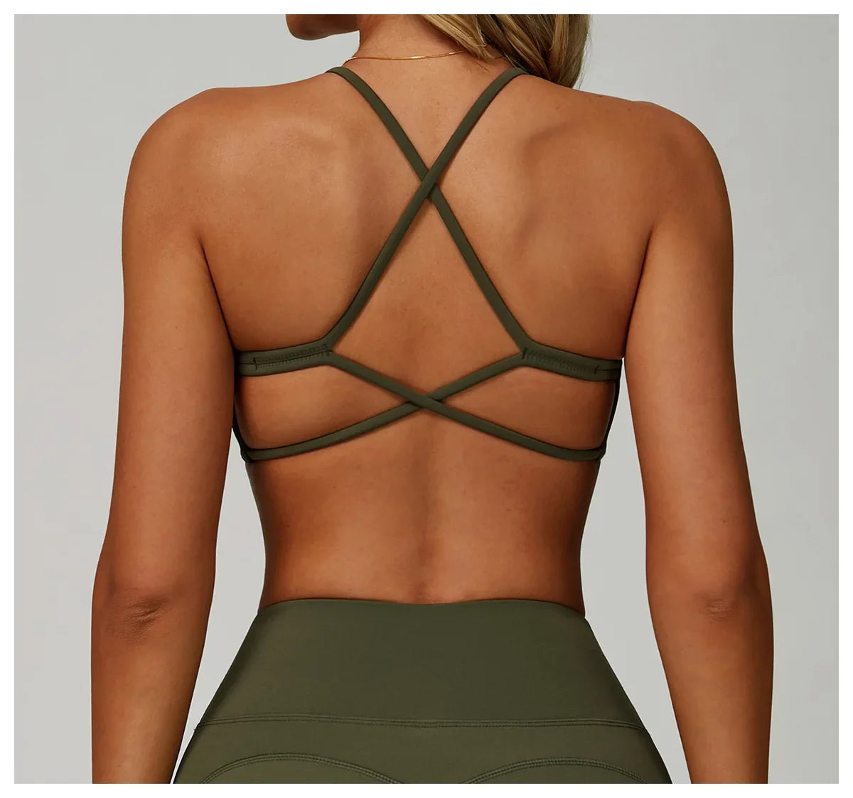 Summer U-Shaped Multi-Strap Cross Back Women Pilates Fitness Sports Bra Top Gym Yoga Athletic Tight Workout Jog With Chest Pad