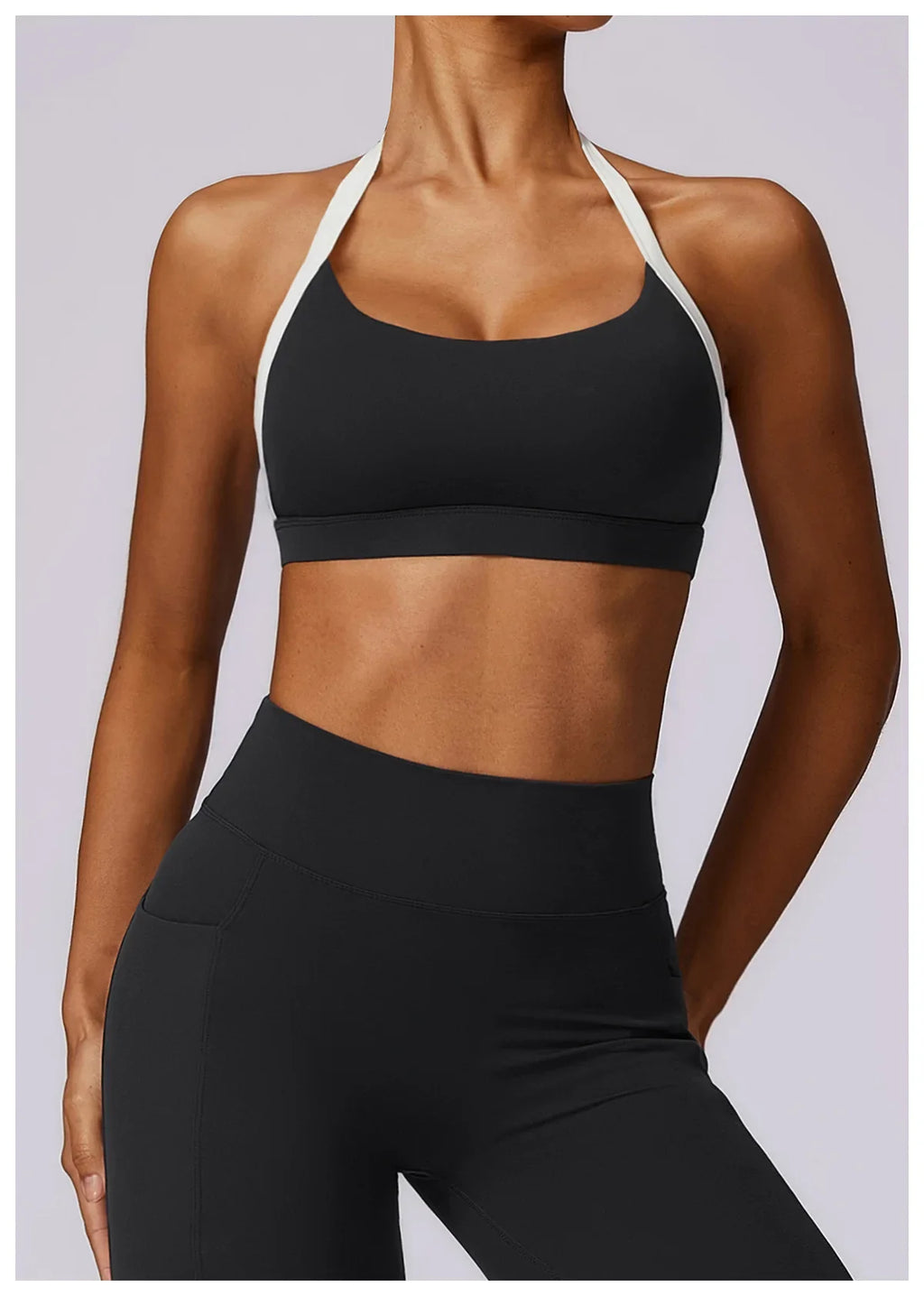 Gym Sport Bra Halter Sports Bra Anti-sweat Breathable Yoga Bra Shockproof Crop Top Fitness Top Push Up Workout Top Women