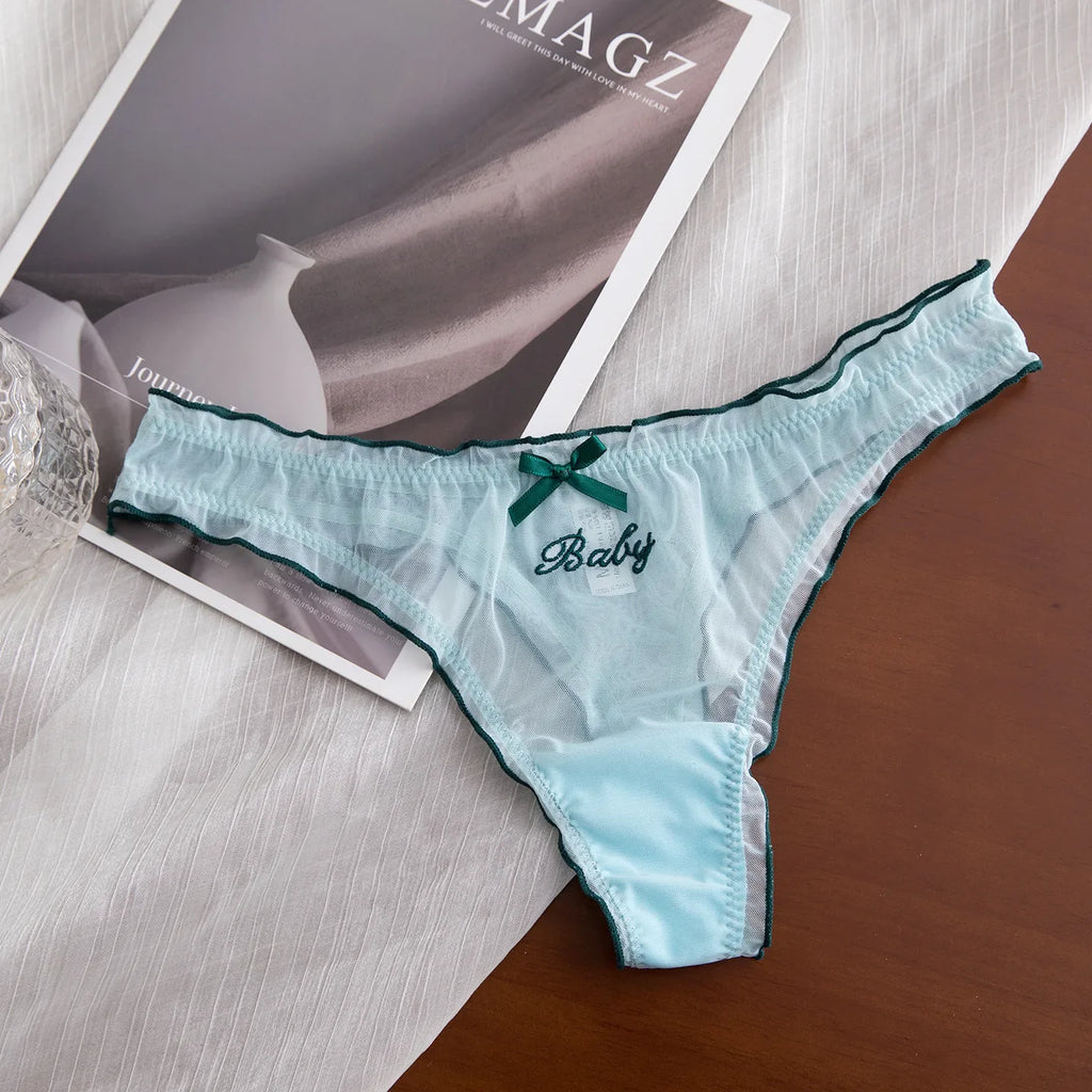 Lace G String Thin Mesh Sexy Girls Panties Women Briefs Thong Hollow Out Underwear Transparent Female Low Waist Lingerie