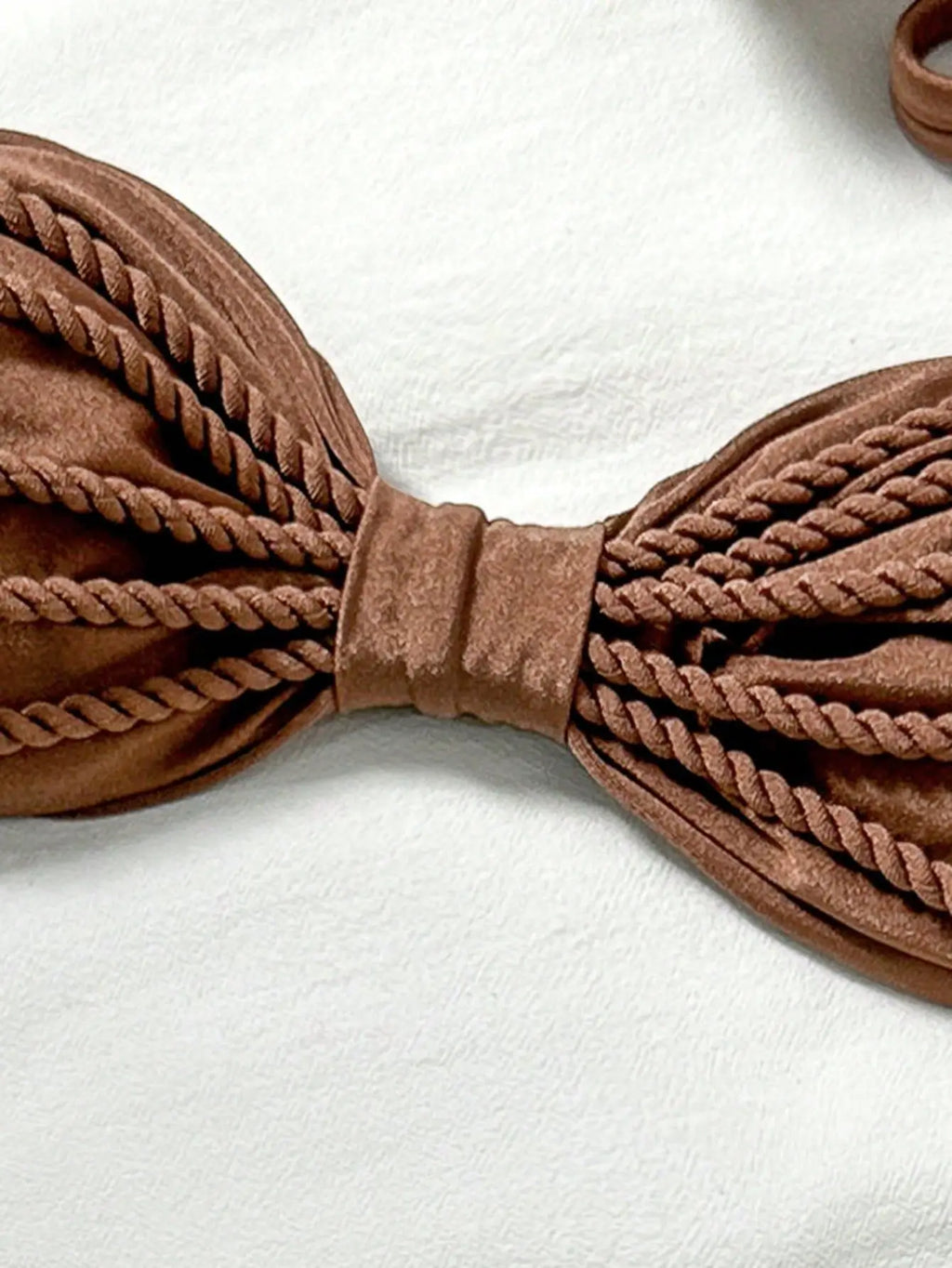 Sexy Bandeau Bikini 2026 Women Coffee Braiding Rope Pleate Tie Push Up High Waist Swimsuit Beach Holiday Bathing Suit Swimwear