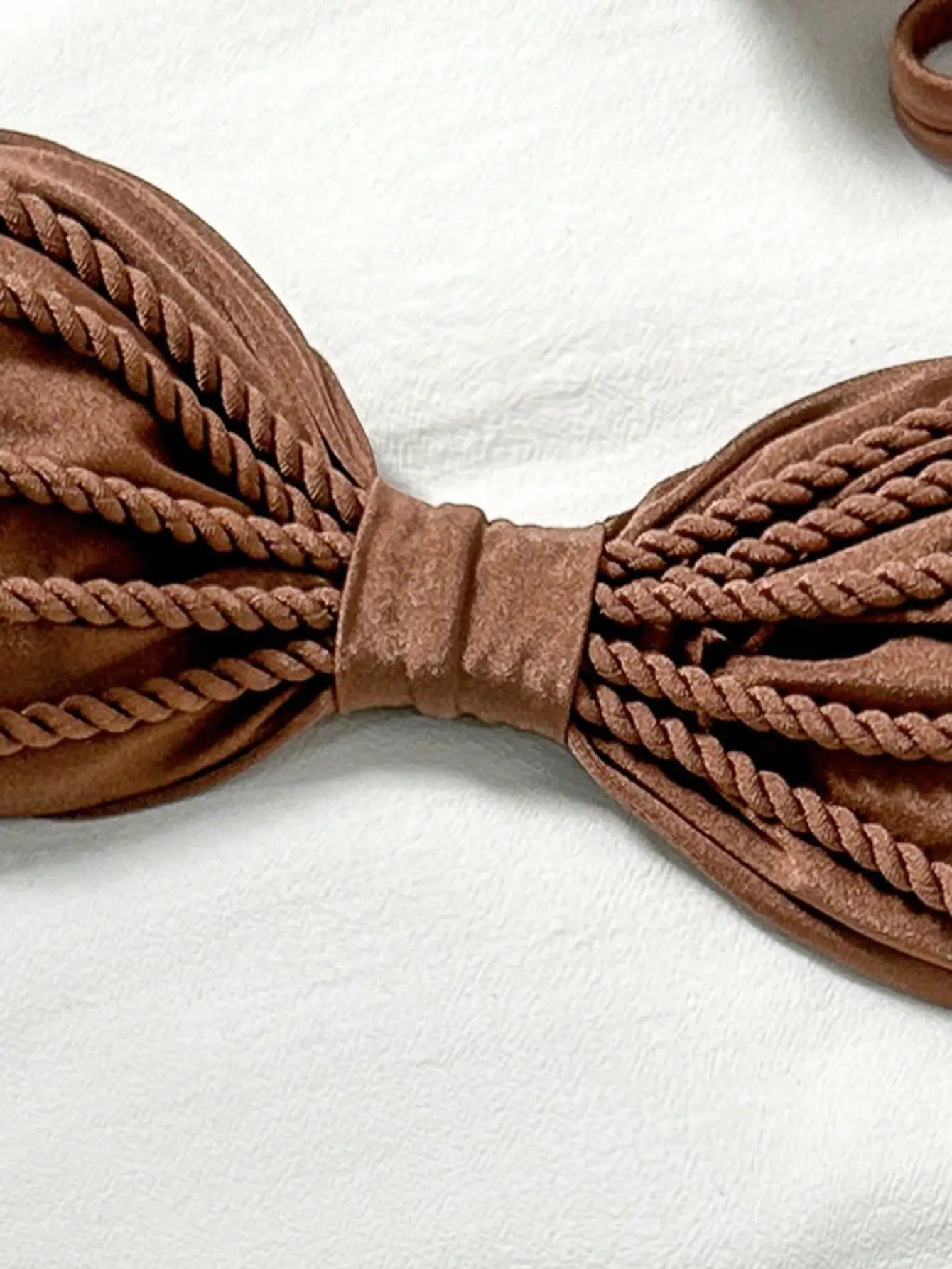 Sexy Bandeau Bikini 2026 Women Coffee Braiding Rope Pleate Tie Push Up High Waist Swimsuit Beach Holiday Bathing Suit Swimwear