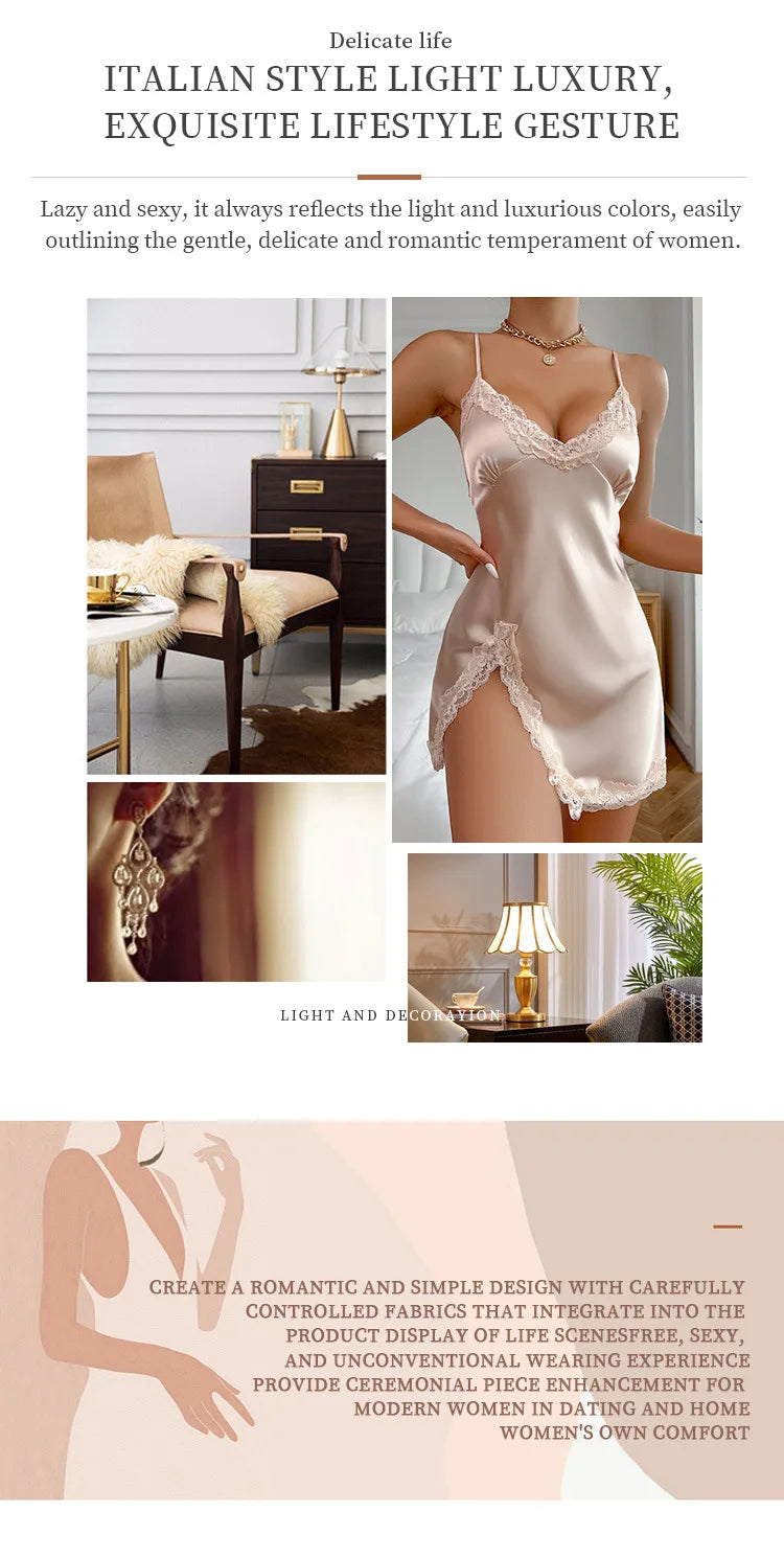 Ice Silk Night Dress Feminine Backless Suspender Skirt Summer New Short Skirt Thin Breathable Large Size Nightgown Pajamas Set