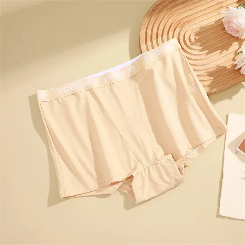 3Pcs Women's Cotton Boxers Panties Seamless Sports Underwear Female Solid Color Briefs Lingerie Intimate Underpant Finetoo S-XXL