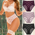 FINETOO 3PCS Women Lace Panties Sexy Hollow Underpants Sexy High Waist Lace Panty Elegant& Romantic Ladies Breathable Underwear