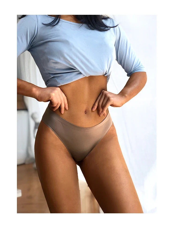 Ice Silk Thong Sexy Women Panties Seamless G String Briefs T Back for Girls Underwear Temptation Ladies Underpants Size M-XXL
