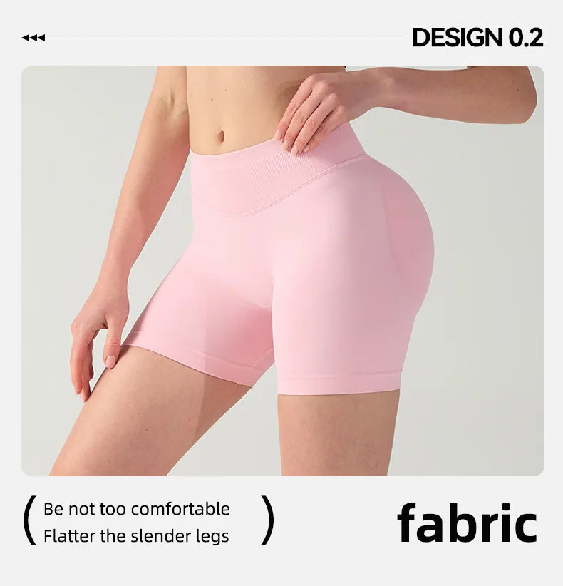 High stretch hip lifting fitness yoga shorts with peach hips and no awkward lines, Pilates medium intensity training shorts
