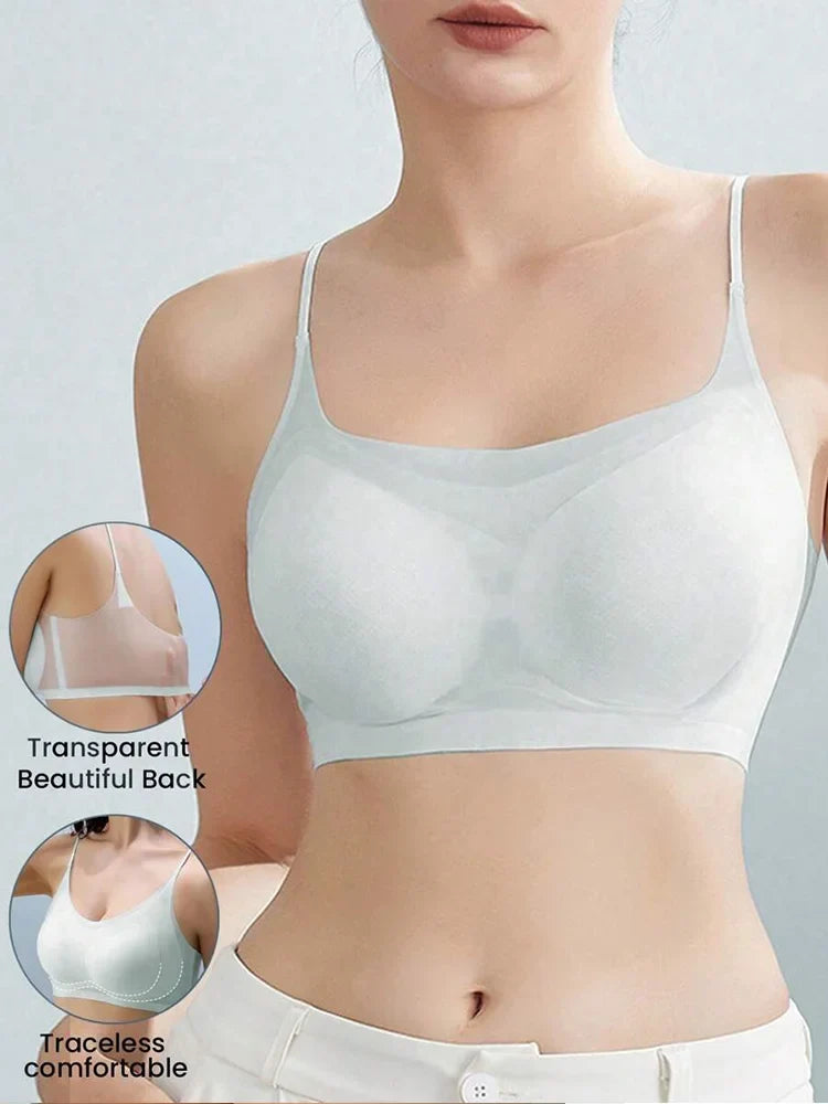 Summer Ice Silk Seamless Ultra-thin Ice Silk Bra Lifting Bra M-4XL Women's Sports Bra Wireless Underwear Air Cooling Brassier