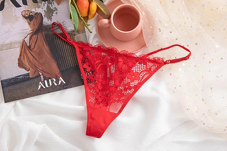 Lace G string Sexy Panties Women Underwear Briefs Hollow Out Thong High Quality Transparent Underpants Lingerie Girls Intimates