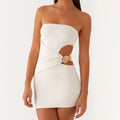 Sexy Strapless Dress for Women Bodycon Bandeau Dress Stylish Solid Hollow Out Tube Slim Fit  Mini Dress for Party Clubwear