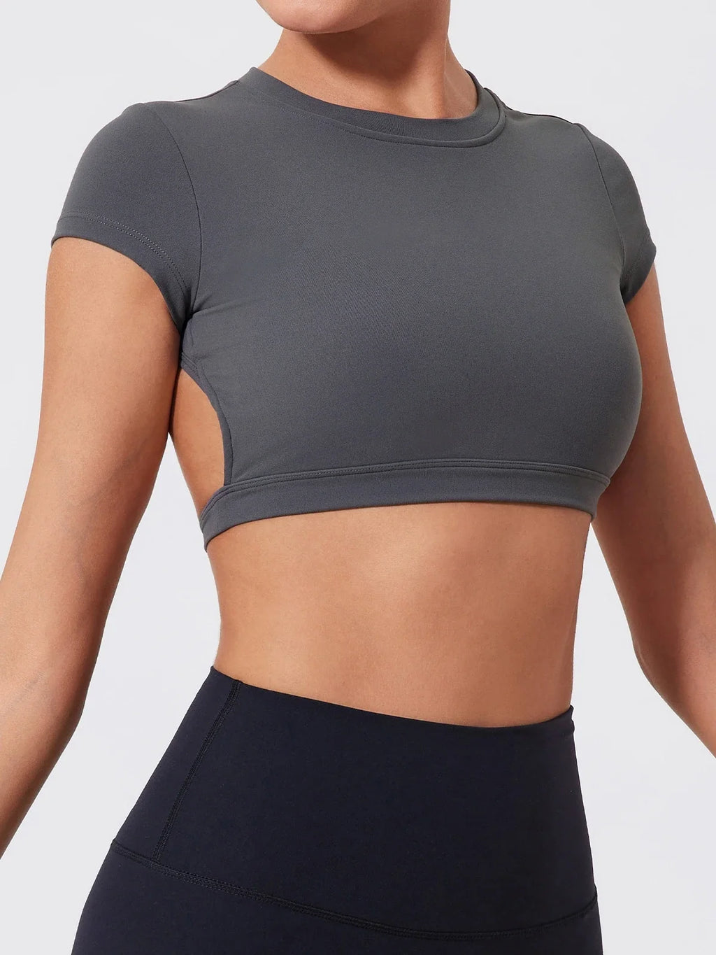 Hearuisavy Summer Sports Shirts Workout Tops Fitness Activewear Quick-Dry Yoga Clothes Sport Crop Tops Backless Gym Top Women
