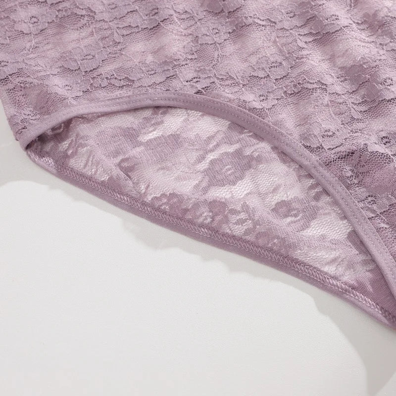 FINETOO 3PCS Women Lace Panties Sexy Hollow Underpants Sexy High Waist Lace Panty Elegant& Romantic Ladies Breathable Underwear