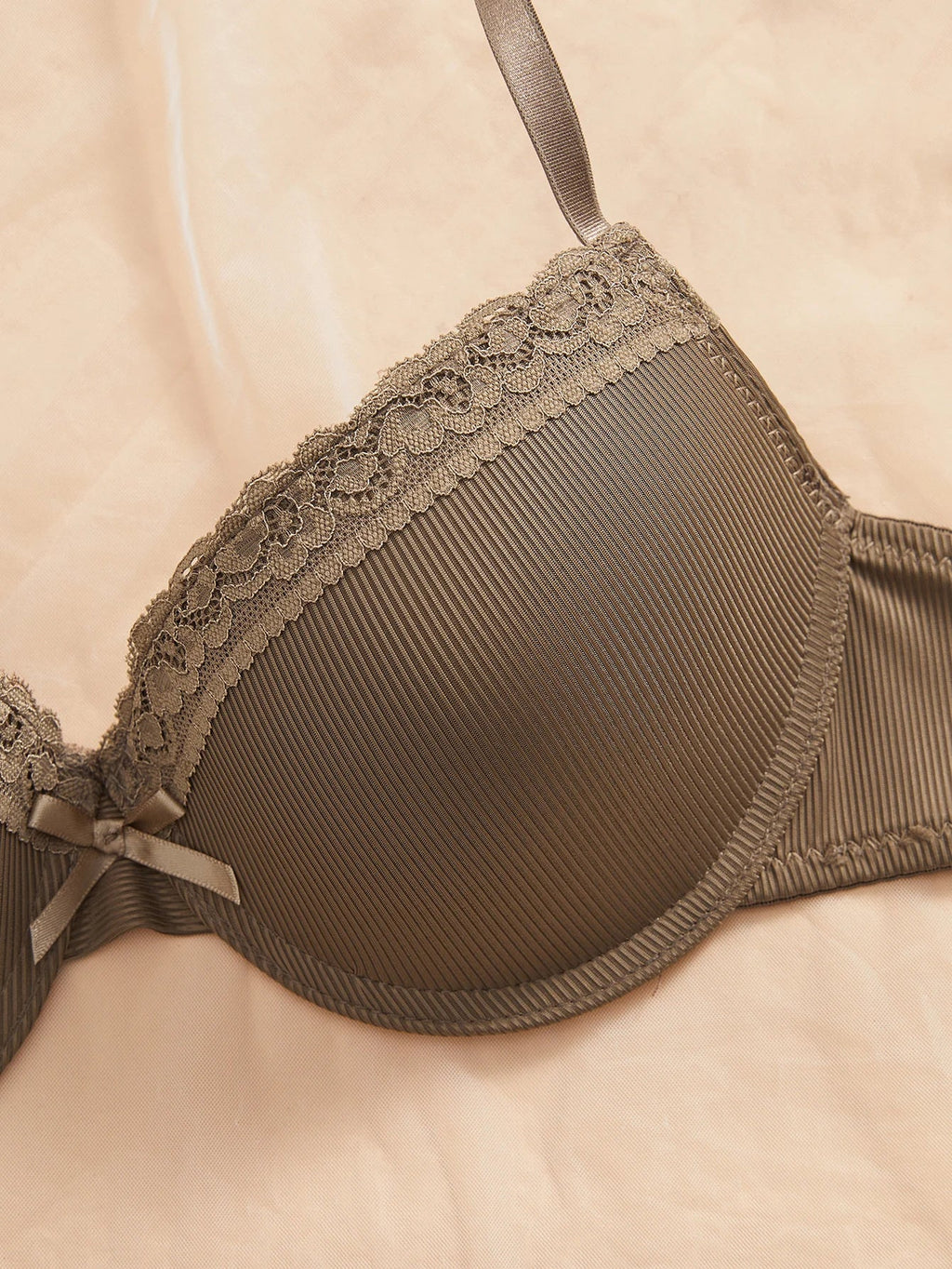 3-Pack Ribbed Women's Underwear Set Everyday Push up Bra Lace Trim Splicing Sexy Bras Comfortable Thin Cup Underwire Women's Bra