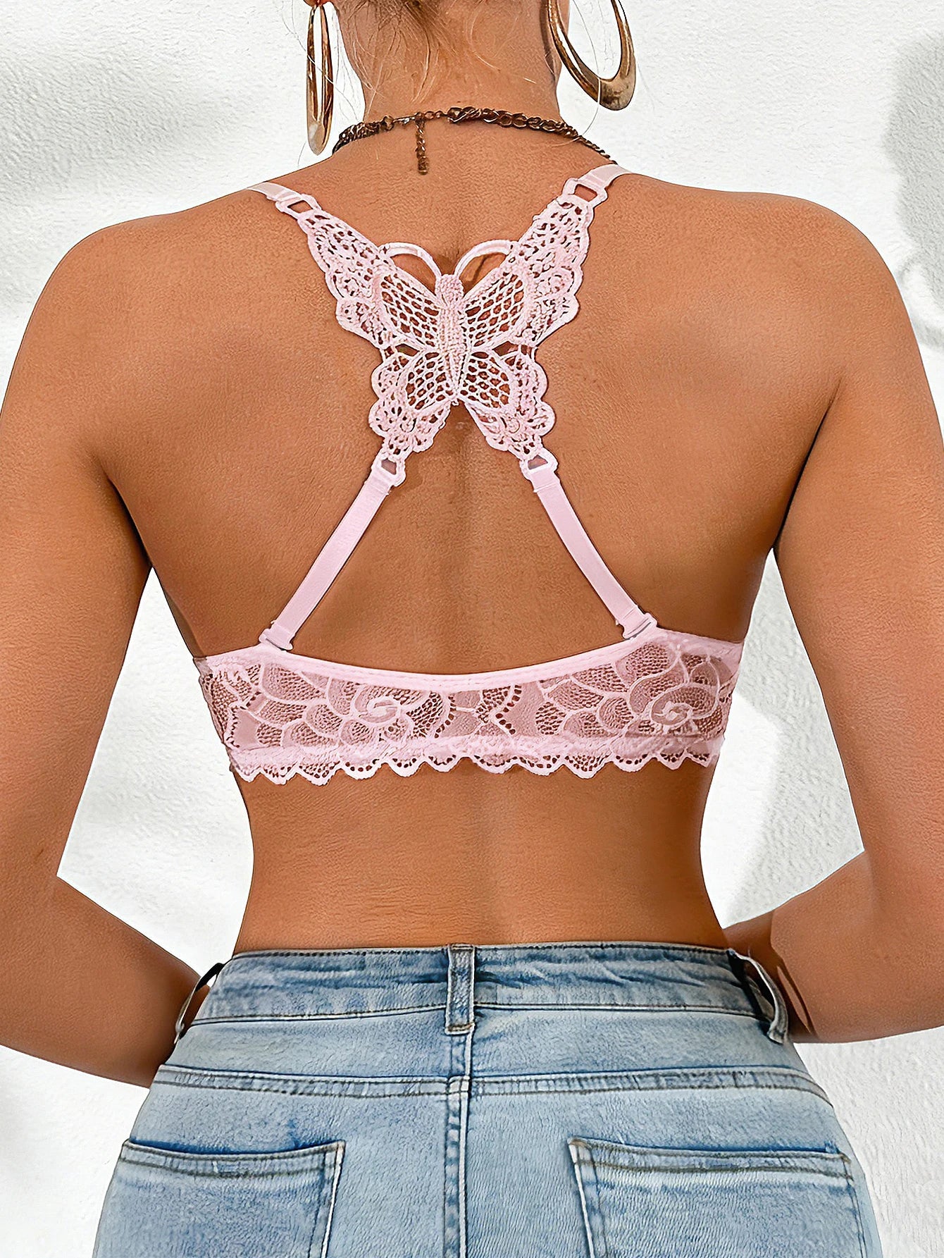 Women's sexy bras Front Buckle Push up bra Removable Back-beautifying lace butterfly pattern Fashionable & Comfortable bra
