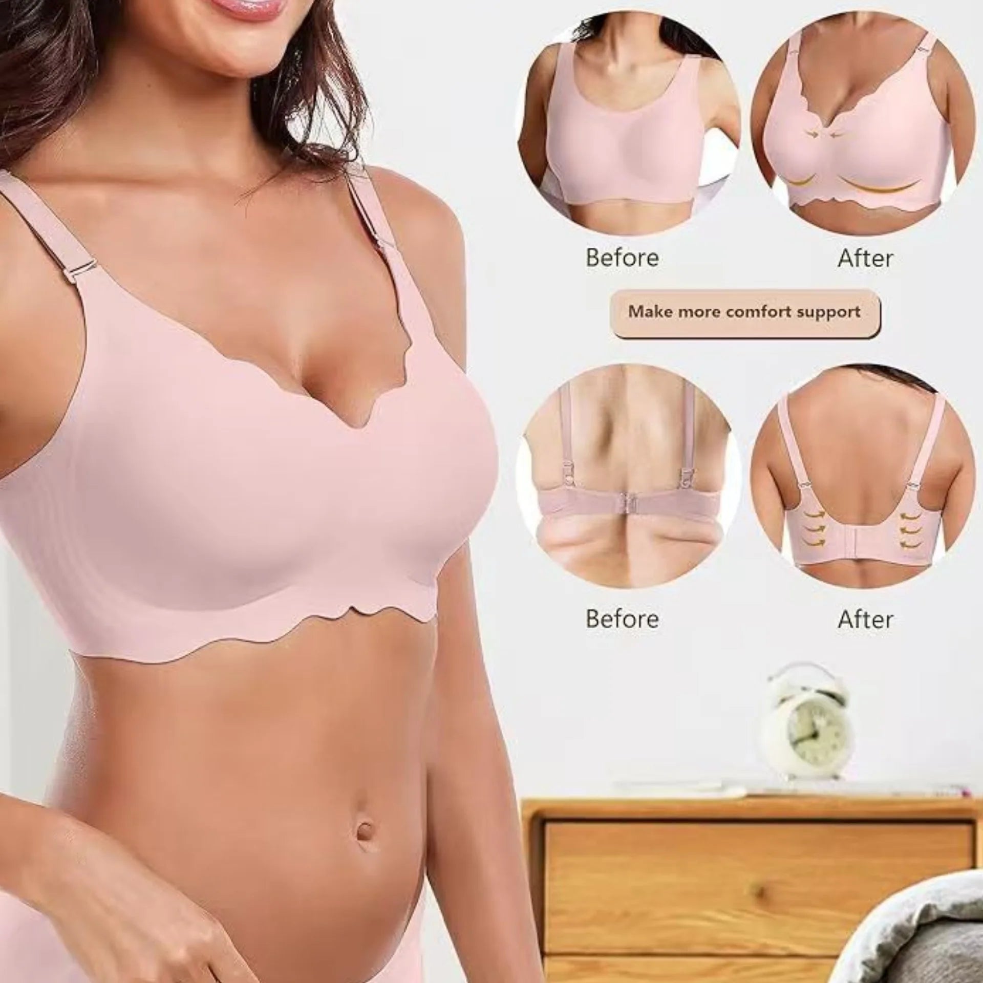 Plus-size Jelly-like Wire-free Bra Thin Molded Cups with A Wire-free Design Comfortable and Breathable Underwear Push Up
