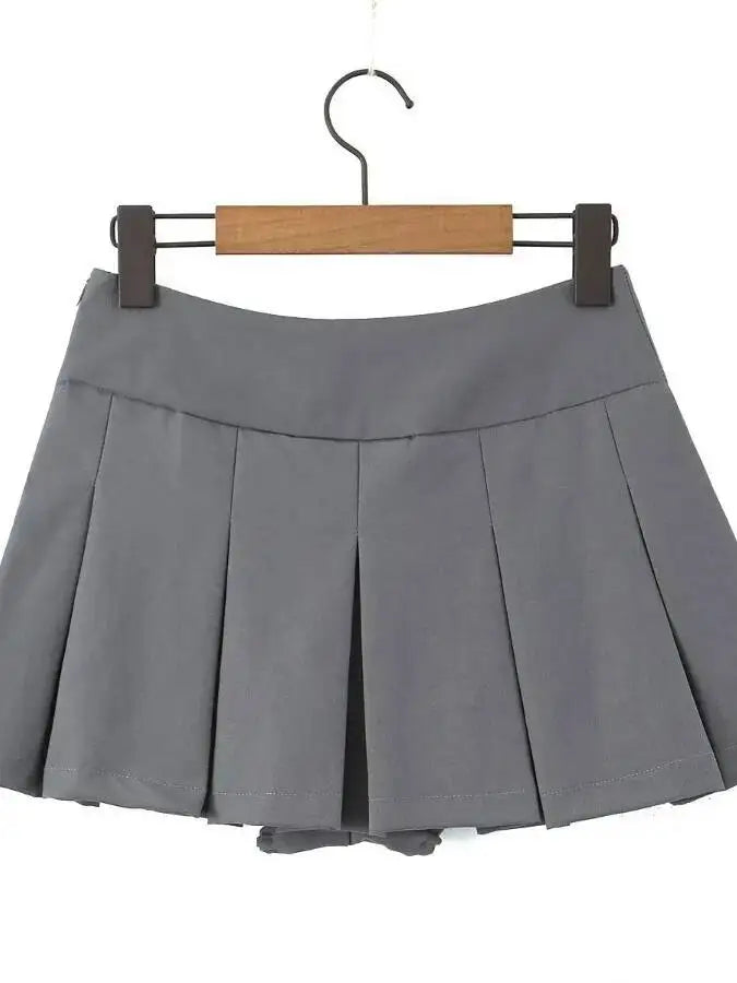2026 Spring/summer New High Waisted Pleated Skirt Women's Spicy Girl Solid Color Slim A-line Wrap Hip Short Skirt A45S