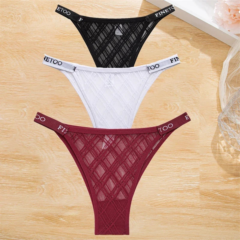 3Pcs/Set Cotton Panties Women Letter Belt Lace Sexy Briefs Seamless Low Rise Underwear Ladies M-XL Underwear Girls Lingerie New