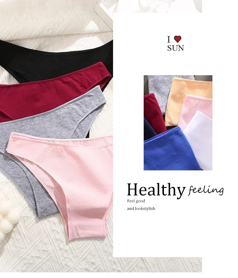 3Pcs Women's Cotton Seamless Briefs Intimates Women Sexy Panties Solid Color Breathable Underwear Female Low Waist Soft Lingerie