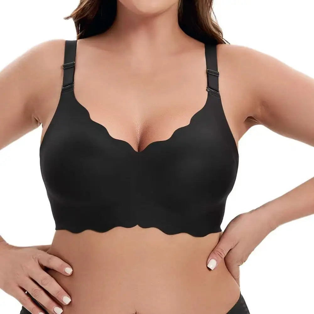 Plus-size Jelly-like Wire-free Bra Thin Molded Cups with A Wire-free Design Comfortable and Breathable Underwear Push Up