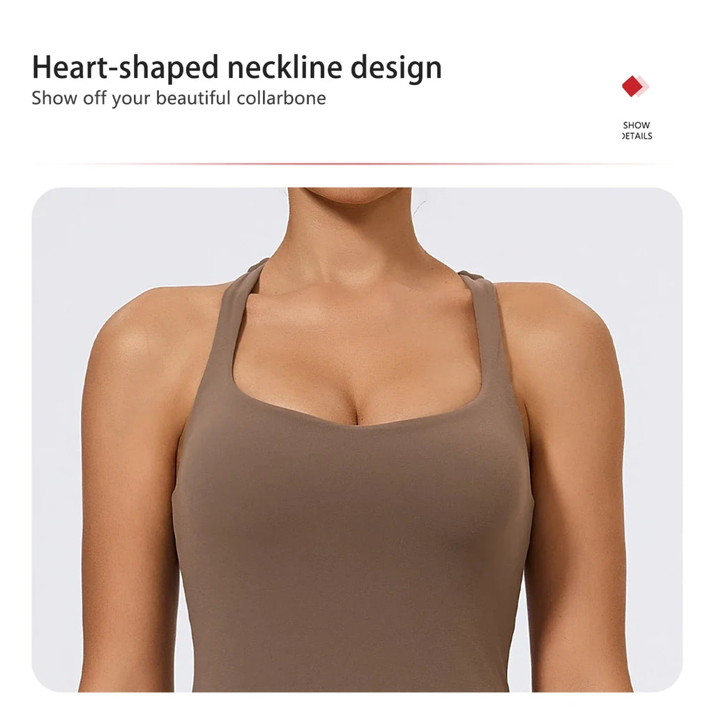 Hearuisavy Summer Woman Sports Vest I-Back Strap Design Gym Sportswear Breathable Quick Dry Fitness Tank Top Running Yoga Top