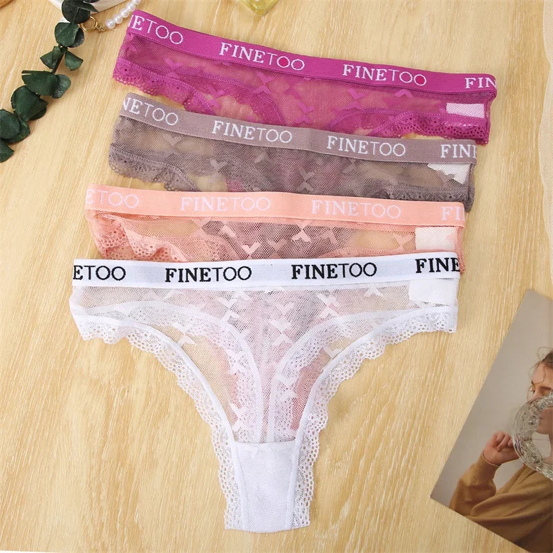 3Pcs/set Lace Thongs Women Floral G-string Underwear Trendy Letter T-Back Underpants Sexy Low Waist Bikini Panties Ladies Panty