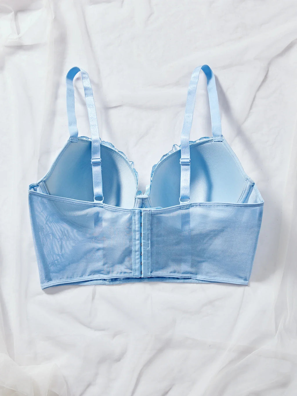Plus Size Floral Embroidered Lace Bustier Bra – Push Up, Tummy Control & Non-Slip Corset Top