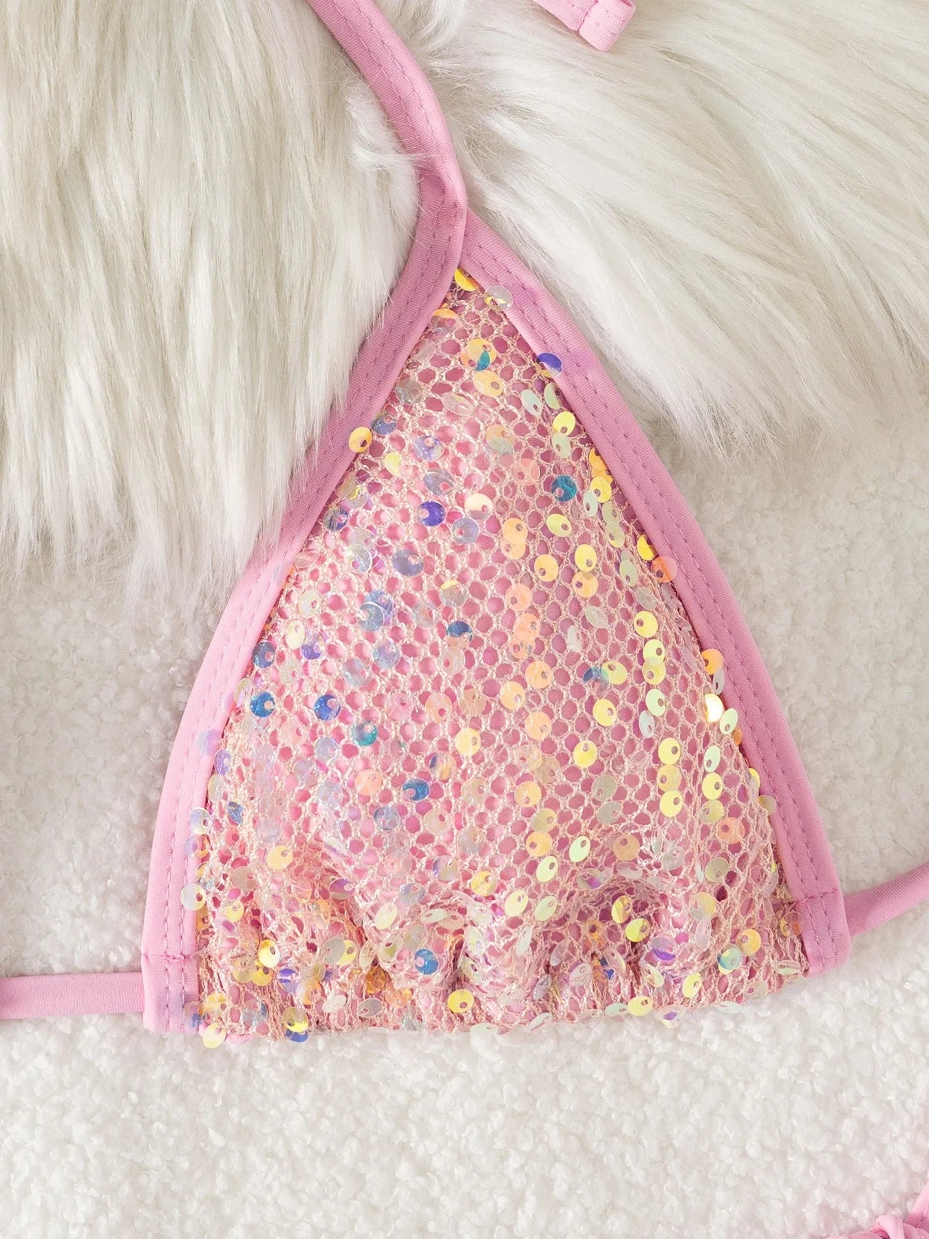 2026 Shiny Sequins Bikini Set Women's Triangle Wrapped Swimsuit Two-piece Lace-up Swimwear Sexy Micro Thong Bathing Suit Biquini