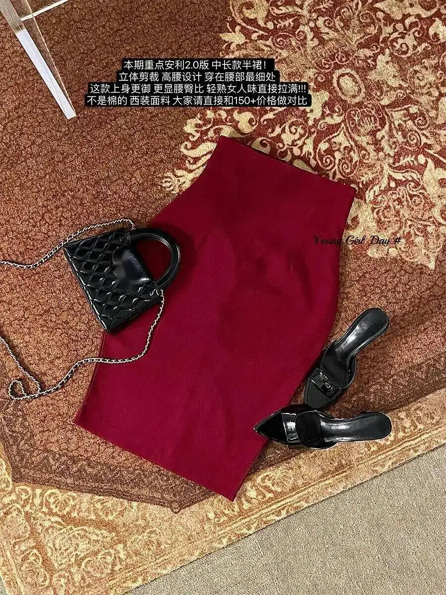 Korean Style Pure Desire Sexy OL High Waist Tight Slimming Mid Length Skirt Fashion Women Sweet Mini Skirts 2026 New Summer 9B8
