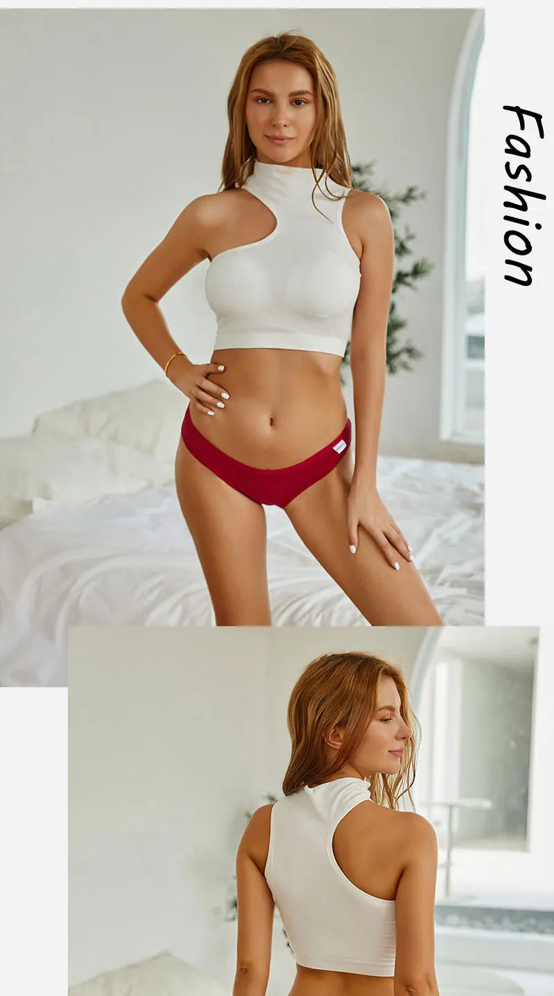 3PCS/Set Women Cotton Briefs Panties Ladies Sexy Solid Color Low Waist Underwear Female Soft Breathable Intimates Lingerie 2024